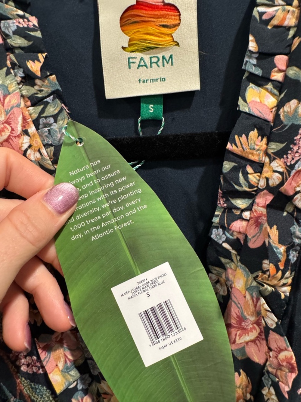 NWT Farm Rio navy blue short sleeve Maria floral maxi dress - Picture 8 of 11